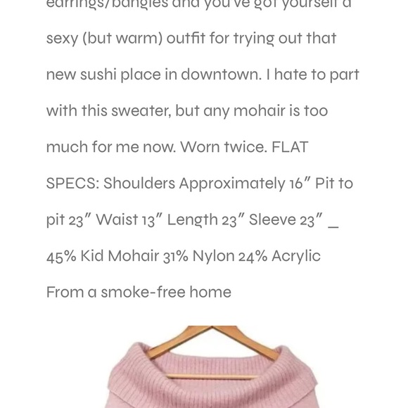 Moda International kid mohair
Ivory Dolman  Womens Sweater Peasant Top.size sm - Picture 3 of 6